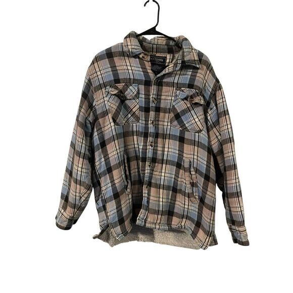 Canyon Creek Womens Multicolor Plaid Collared Faux Fur Lined Shacket Size Large - Picture 1 of 10